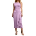 thumbnail image 2 of BUWTTER Women's Dresses Summer Casual Sleeveless with Asymmetric Waist Elegant Daily Wear Tunic Ruffle Midi Purple Dress S, 2 of 5