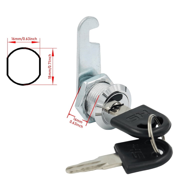 3-Pack Cam Lock Set With Keys – 1-1/8" Zinc Alloy Drawer Locks For Cabinets, Mailbox, Tool Box, RV Doors – Includes 3 Cam Types For 0.9" Thick Panels