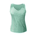 thumbnail image 6 of JGNGSHN Womens Sequin Tops Glitter SleevelessCasual Fashion V Neck Tank Top Sparkly Club Party Vest Green S, 6 of 6