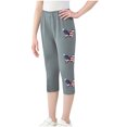 thumbnail image 5 of ZACPNCV Capri Yoga Pants for Girls Independence Day Print High Waist Kids Leggings Athletic Sports Workout Dance Tights Cropped Pants Gray 12-13 Years, 5 of 9