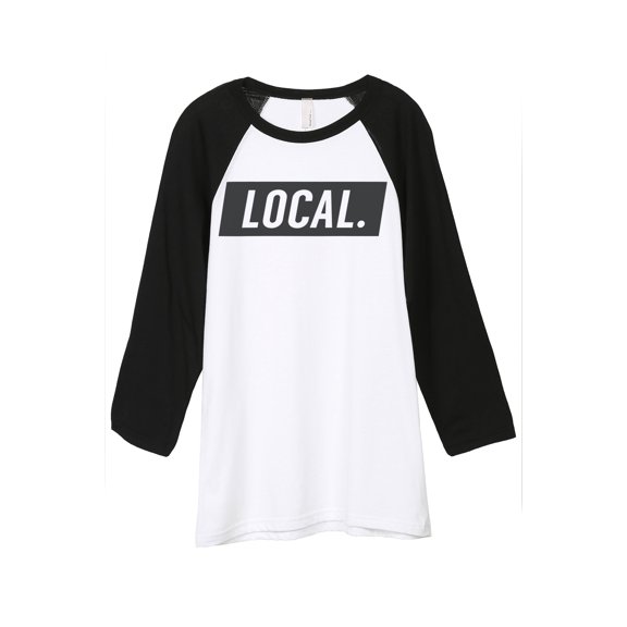Thread Tank Local Unisex 3/4 Sleeves Baseball Raglan White Black Small