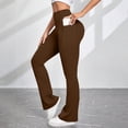 thumbnail image 2 of ManxiVoo Women's High Waist Wide Leg Yoga Pants with No Visible Lines Slight Flare and Pockets for Comfortable Yoga and Workout Sessions XL Size Brown, 2 of 5