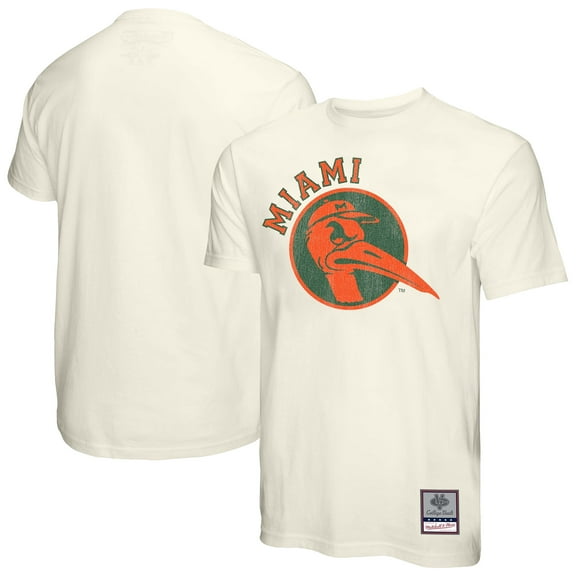 Men's Mitchell & Ness Cream Miami Hurricanes Vintage Tone T-Shirt