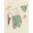 thumbnail image 2 of Newborn Baby Boy Little Brother Outfit Romper Top and Pants with Hat 3Pcs Sets Baby Coming Home Hospital Outfit Summer Clothes, 2 of 7