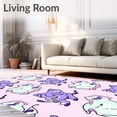 thumbnail image 2 of ODIKA 5'x7' Machine Washable Non-Slip Area Rug, Charming Meowing Friend Showcasing Artistic Whiskers High Traffic Rug with Pad, Pink, 722758, 2 of 8
