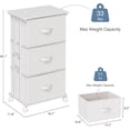 thumbnail image 2 of Bigleap 3-Drawer Rolling Fabric Dresser, Small Space Storage Cabinet with Wheels, Mobile Nightstand for Bedroom, Closet, Entryway, White, 2 of 7