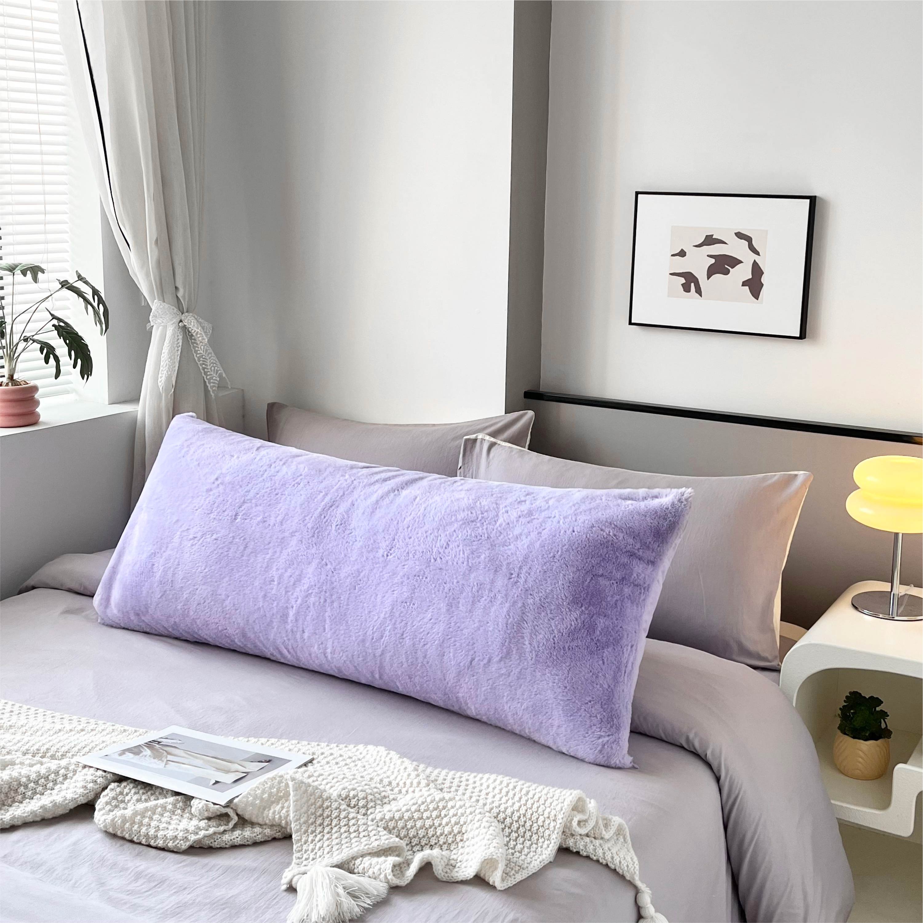 Your Zone Purple Faux Fur 20" x 48" Body Pillow Cover