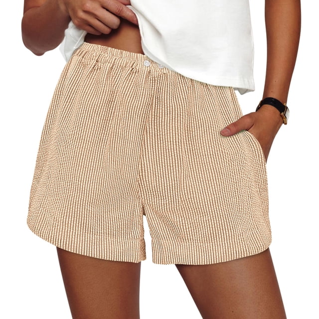 Shorts PRETTYGARDEN de Talle Elástico a Rayas Casual L Grande