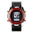 thumbnail image 2 of Accutime Transformers Reloj digital LCD para niños – Diseño icónico de Autobot, luces LED intermitentes, correa duradera negra y roja, viene en caja de lata coleccionable, 2 of 5