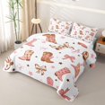 thumbnail image 3 of Homewish White Pink Cowgirl Boots Bow Star Print Twin Quilt Set,Western Style Twin Coverlet Set For Girls,2 Pieces, 3 of 7