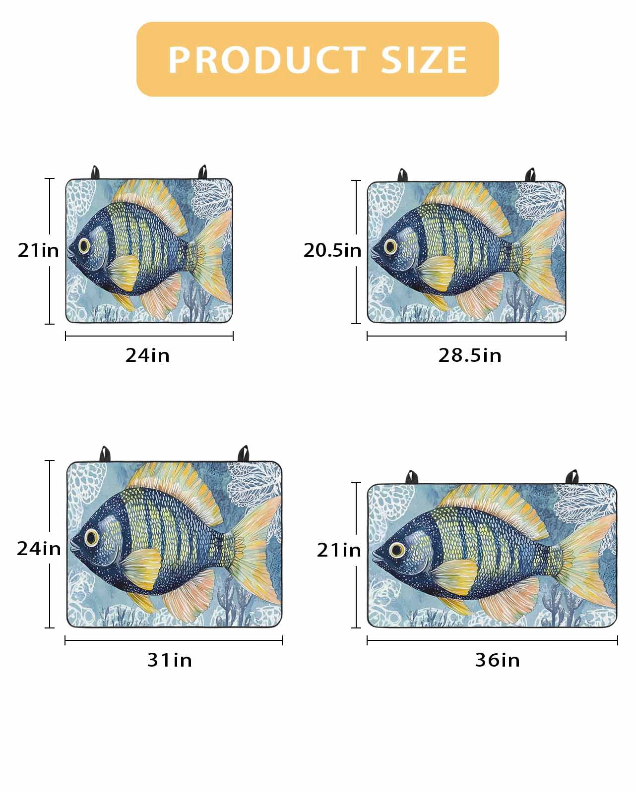 nqOlkjepod Large Induction Cooktop Protector Mat 24"x21", Blue Yellow Fish Stove Top Covers for Electric Stove, Summer Ocean Watercolor Coral Stove Burner Cover Mats, Glass Top Stove Cover