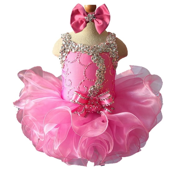 Jenniferwu G037-1 Infant Toddler Baby Newborn Little Girl's Pageant Party Birthday Dress Pink Size 0-3M
