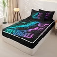 thumbnail image 2 of Castle Fairy Sport Handball Zipper Twin Comforter Sets with Fitted Sheet and 2 Pillowcases, Gradient Graffiti Splash Zipper Bedding Set, Black Teal Pink,4-Piece,Black Reversible, 2 of 6