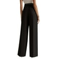 thumbnail image 6 of Pull On Dress Pants for Women Tummy Control Business Casual Pants Elegant Formal Office Oversized Wide-Leg Trousers Black 2XL, 6 of 6