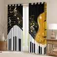 thumbnail image 2 of Manfei Music Instrument Piano Curtains Pack of 2 (42x84 Each),Musical Notes Curtains Blackout,Gold White Black Bedroom Curtains For Kids,Luxury Bedroom Decor, 2 of 6