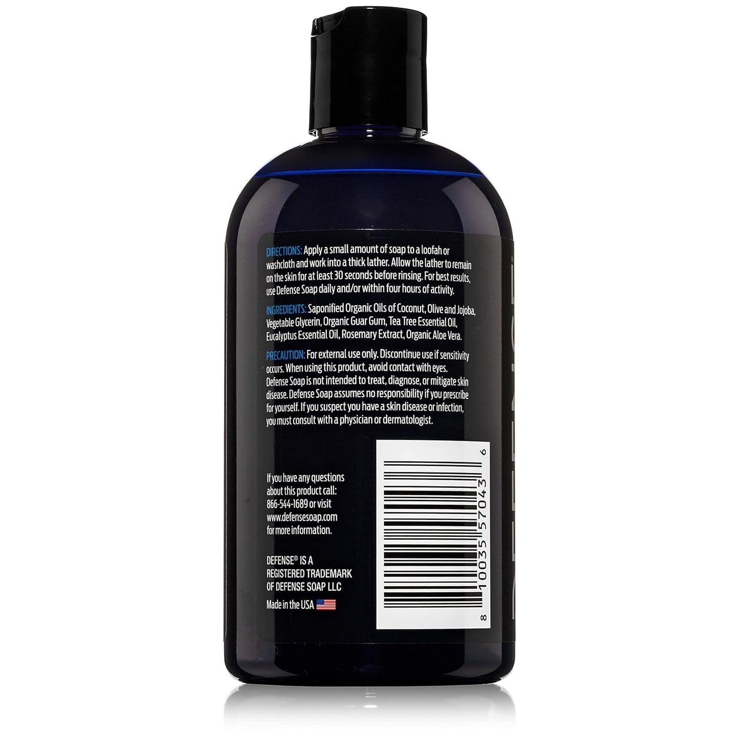 Defense Soap Body Wash Shower Gel 12 Oz (3 Pack) | Natural Tea Tree Oil and Eucalyptus Oil