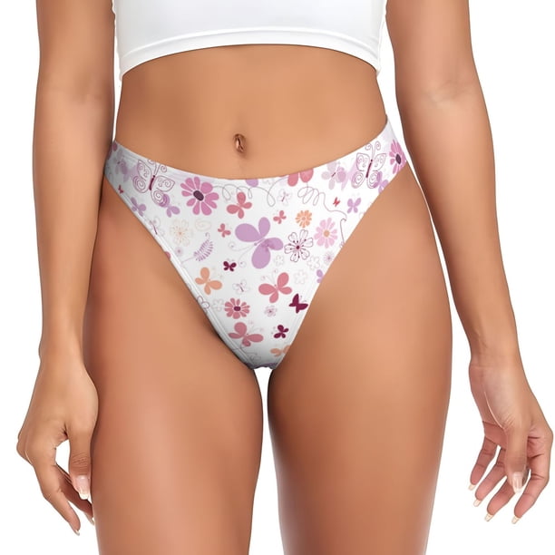 Balery Retro Floral Tangas de Algodón para Mujer con Estampado – Ropa Interior Sexy, Transpirable, G-string-Small