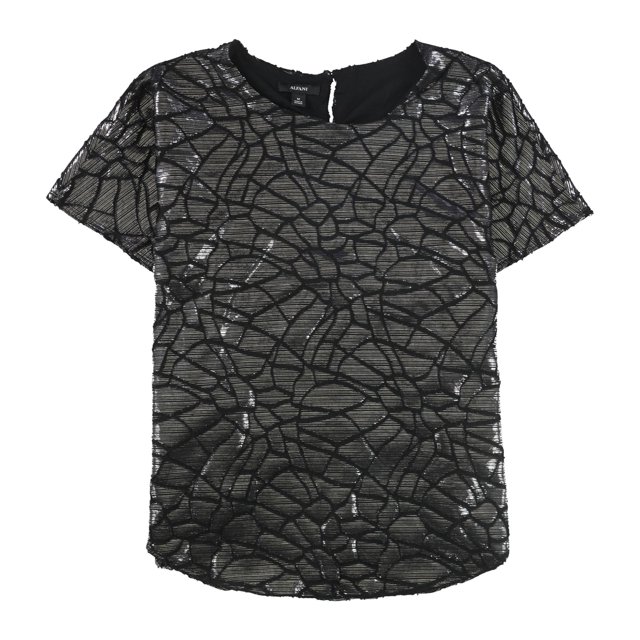 Alfani Womens Animal Print Pullover Blouse silver L