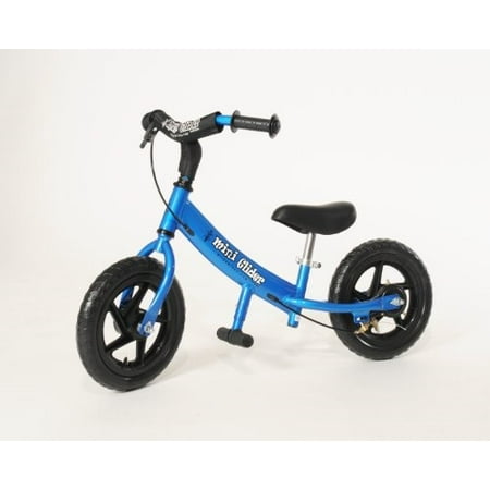Mini Glider Kids Balance Bike with Patented Slow Speed Geometry (Blue)