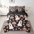 thumbnail image 2 of jejeloiu Cartoon Ghost Bedding Comforter Set 7 Pieces,Halloween Spooky Pumpkin Full Bedding Set,Rustic Colorful Flower Fitted Sheet Flat Sheet For Children,Ultra Soft Home Decor Reversible, 2 of 8
