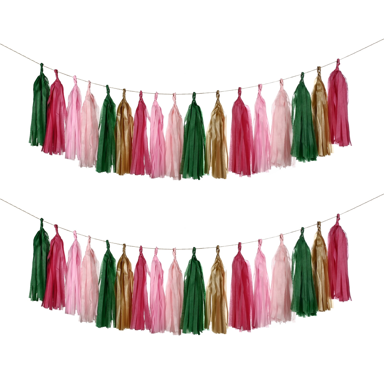 Guzon 25 PCS Tropical Flamingo Banner Party Decorations,Pink Green Tissue Tassels for Birthday Baby Shower Decorations Bachelorette Hawaiian Summer Beach Party