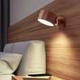 thumbnail image 3 of Aplique de Pared LED Recargable, LáMpara de Noche Montada en la Pared con Puerto USB, Bola MagnéTica Giratoria 360, Luz InaláMbrica, Madera de Sapeli, 3 of 5