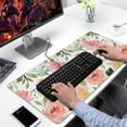 thumbnail image 2 of Pink Orange Flowers Mouse Pads Pad Mouse Waterproof No Slip for Office Home Work Gaming Desktop Tables Mousepad Rubber Base Mousepad with Stitched Edges 35.4x15.7inches, 2 of 7
