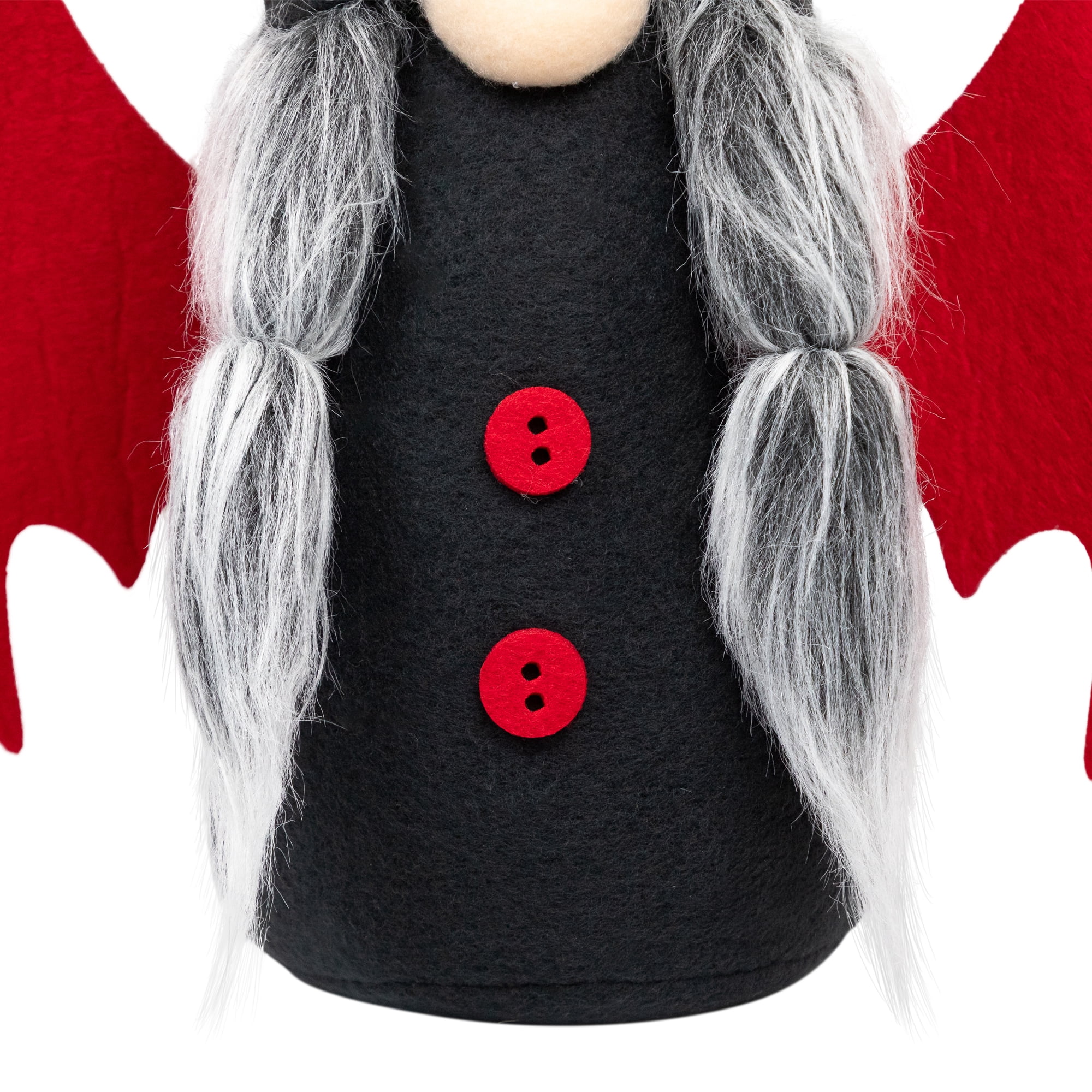 18" Black and Red Halloween Gnome with Bat Wings - Female