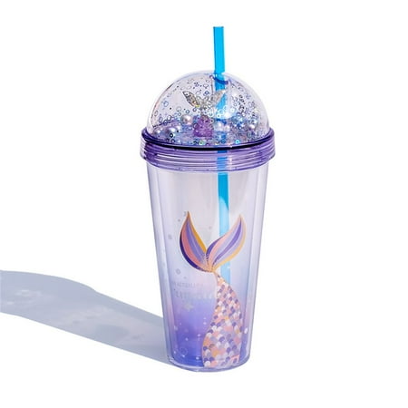 

420ml Double Wall Water Bottle Drinking Cup Juice Tea Milk Mug Drinkware With Straw Gradient Mermaid Reusable Portable Ins Style Outdoor 2 2