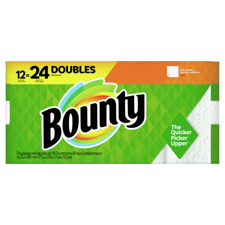 Bounty Paper Towels, Doubles, 2-Ply - 12 rolls