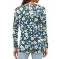 thumbnail image 4 of WTOBBY Women's Loose Fit Casual Floral Print Long Sleeve Hem Slit Round Neck T-shirt Top Fashionable Design Breathable Material Comfort Wear Perfect for Daily Outfit Layering,Blue L, 4 of 5