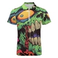 thumbnail image 4 of Psychedelic Zombie Skull Print Men Zipper T-shirt Summer Casual Short Sleeve T-shirt Top, 4 of 7
