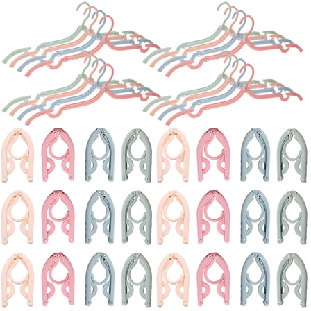 40PCS Foldable Hangers, Travel Hangers Foldable Lightweight for Suitcase, Compact Plastic Design, Plastic Hanger for Trip