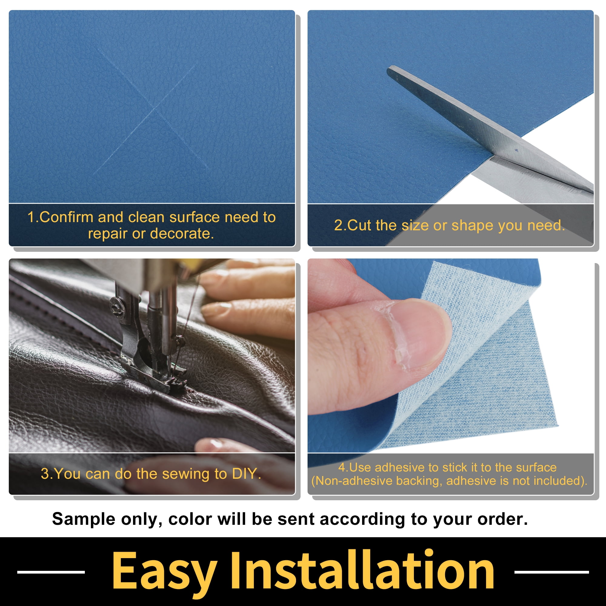 Unique Bargains Leather Fabric Upholstery Leather Repair Patch 274x137cm for Automotive Car Boat Seat Sofa Couches Chair Interior Trim DIY Blue 1 Pcs