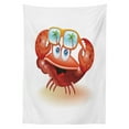 thumbnail image 3 of Ambesonne Crabs Tablecloth Rectangular Table Cover, Comic Mascot Sunglasses, 60"x90", Vermilion Orange Blue, 3 of 4