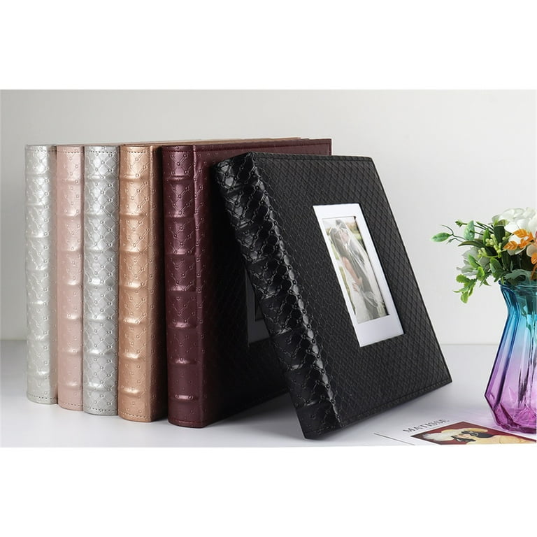 RECUTMS Photo Album 4x6 600 Photos Black Inner Page Leather Memory