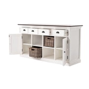 NovaSolo Halifax Accent Mahogany Wood Buffet with 4 Basket Set in White