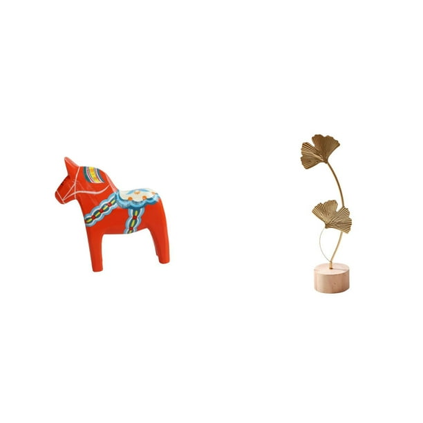 Figura Nórdica De Caballo Y Hoja De Dalecarlian, Escultura Creativa De Animal, Adorno De Metal, Coleccionable Abstracto Para Estantería, Mesa, Decoración Del Hogar, Fiestas O Vitrina.