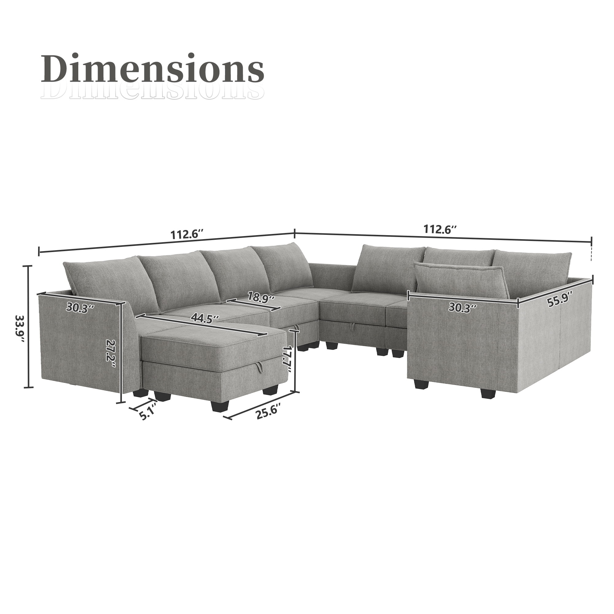 Buy HONBAY Modular Sectional Sofa Couch with Convertible Chaise, U