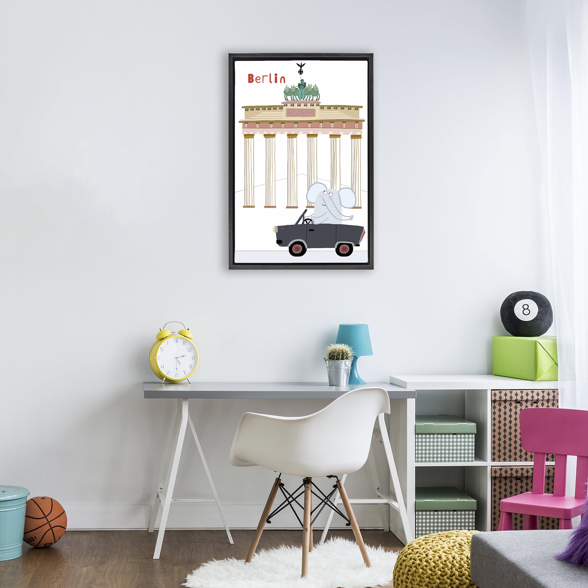 Elephant & Berlin Architecture Black Framed Floater Canvas Wall Art, design by Carla Daly