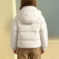 thumbnail image 3 of Jalioing Toddler Kids Winter Puffer Jacket Solid Color Long Sleeve Zipper Up Hooded Coat Thermal Puffy Jacket 1-10 Years, 3 of 6