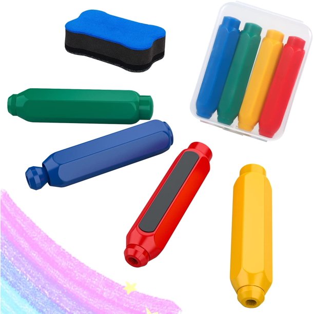 Soporte magnético para tiza, clip de tiza de plástico ajustable, soporte para tiza con borrador de pizarra y caja de almacenamiento transparente, clip de tiza para reuniones de oficina para niños,