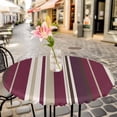 thumbnail image 4 of Rose Red Purple Stripes Fitted Tablecloth with Elastic Edged, Round Table Cloth for Dining Table, Farmhouse Colorful Abstract Lines Waterproof Oil Proof Table Cover for Indoor Outdoor 55"-60", 4 of 8