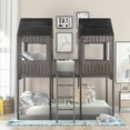 thumbnail image 3 of Bed Frame Full Over Full WoodBunk Bed with Roof, Window, Guardrail, Ladder, 3 of 8