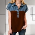 thumbnail image 5 of Agkizg Girls Faux Denim Button Down Shirt Short Sleeve Collared Top for Kids Casual Summer T-Shirt, Sizes 12-13 Years, 5 of 6