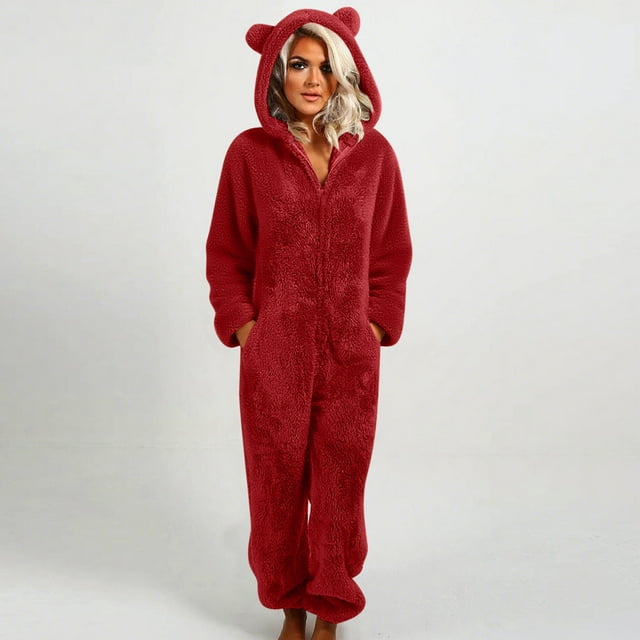 Ailaofu Combinaison Sherpa Ultra Confortable pour Femmes, Pyjama Mignon avec Capuche