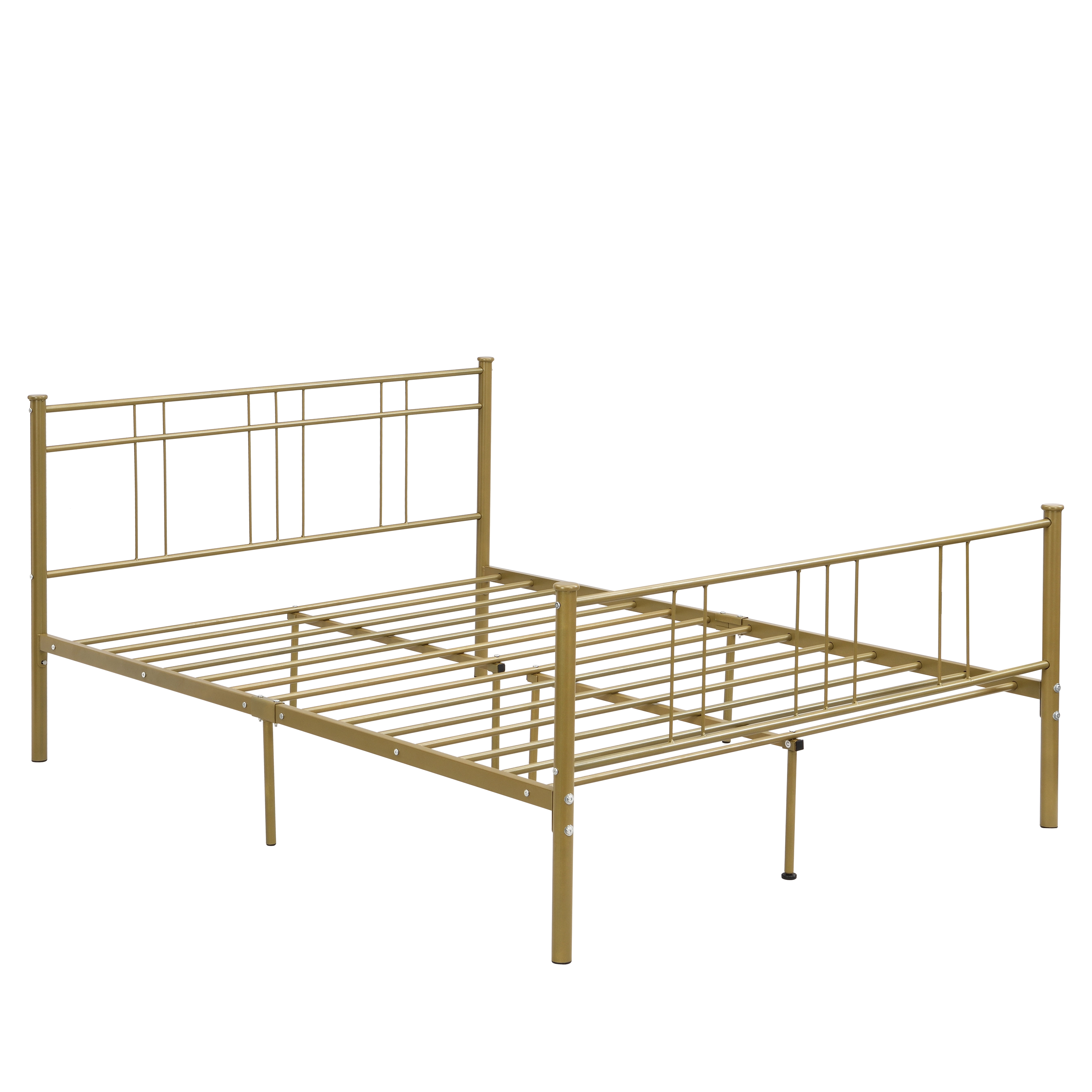 Metal Platform Bed Frame / Mattress Foundation / Noise-free and Non-slip Standard Steel Bed Platform /Modern Appearance / No Box Spring Needed /under The Bed Storage / 78"*56.7"*35.4", Gold