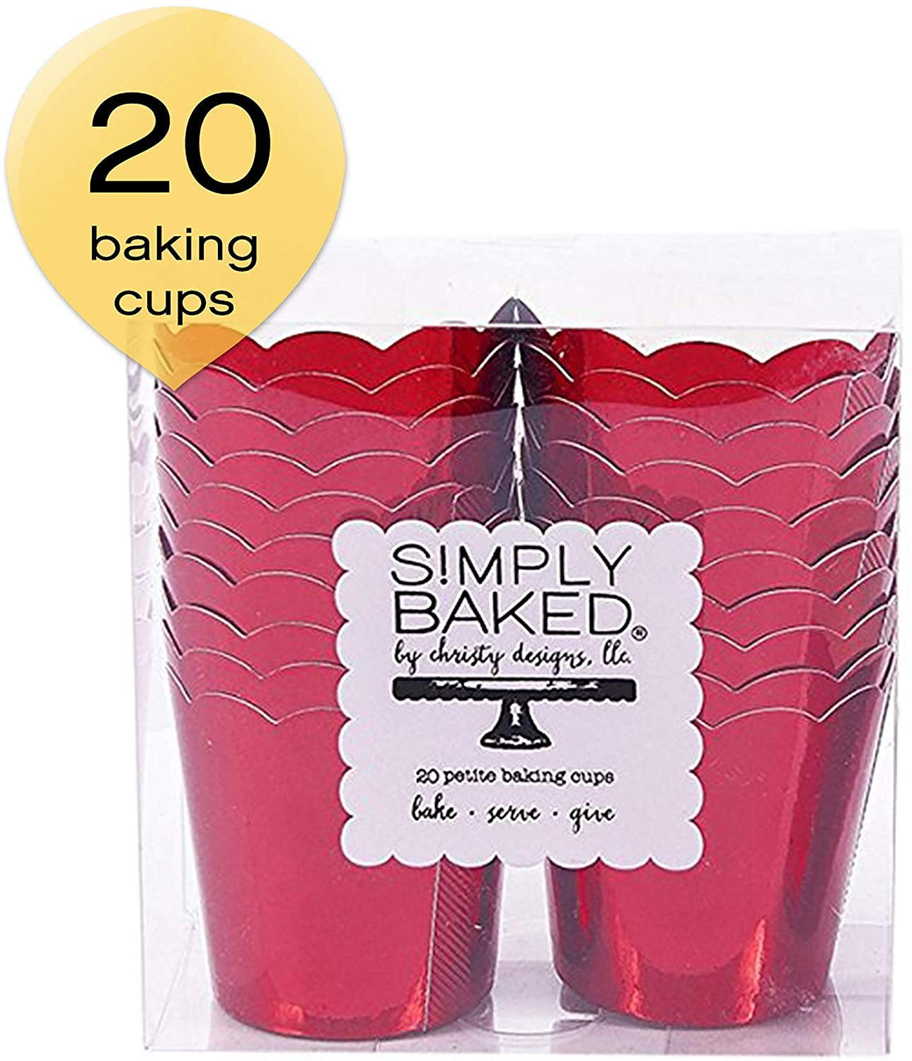 Simply Baked Petite Paper Baking Cups Metallic Red 20Pack Disposable