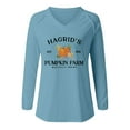 thumbnail image 4 of Fiaer,Halloween Oversized Tshirts for Women,Womnes V Neck Pumpkin Printed T Shirts,Womens Tops Long Sleeve Trendy Light Blue M, 4 of 4