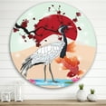 thumbnail image 2 of Designart 'Koi Fish With Crane Bird' Farmhouse Circle Metal Wall Art 29x29 - Disc of 29, 2 of 5